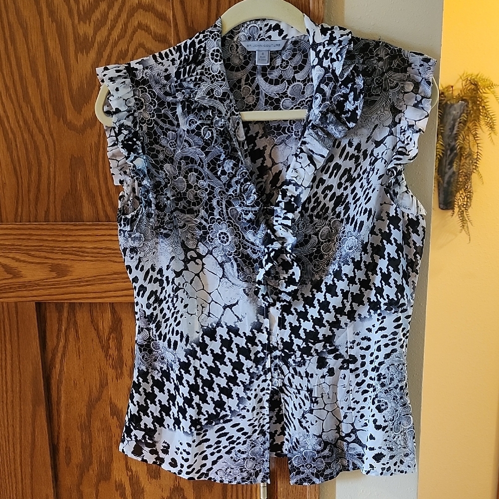 Stylish Black and White Women's Blouse